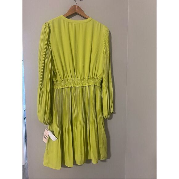 Nanette Lepore Women’s Size 14 Long Sleeve Pleated Button Up Dress Green - Picture 16 of 16